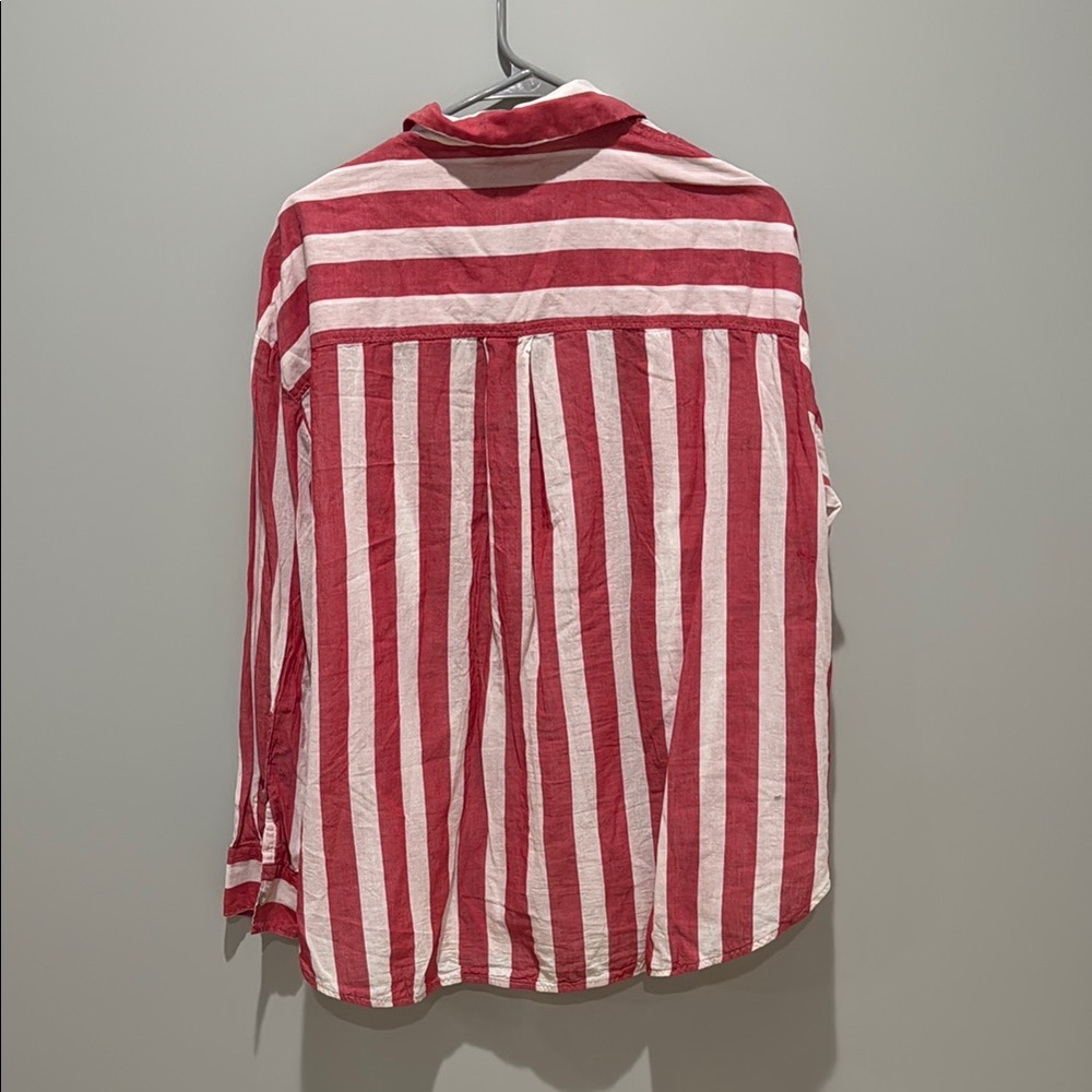 Red and White Striped Button-Up Shirt - Picture 3 of 3